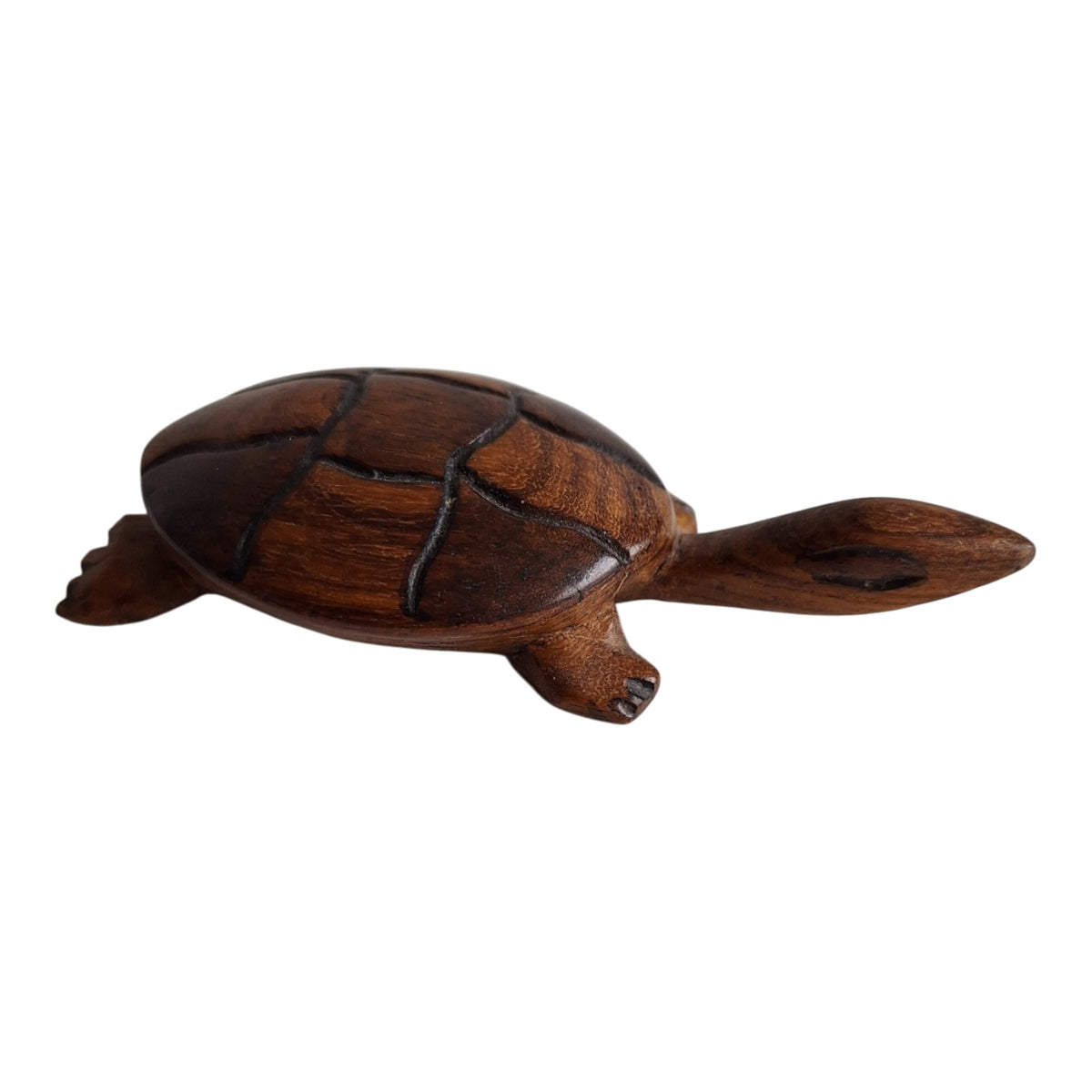 Handgesneden houten schildpad - Afrikaans dierbeeldje