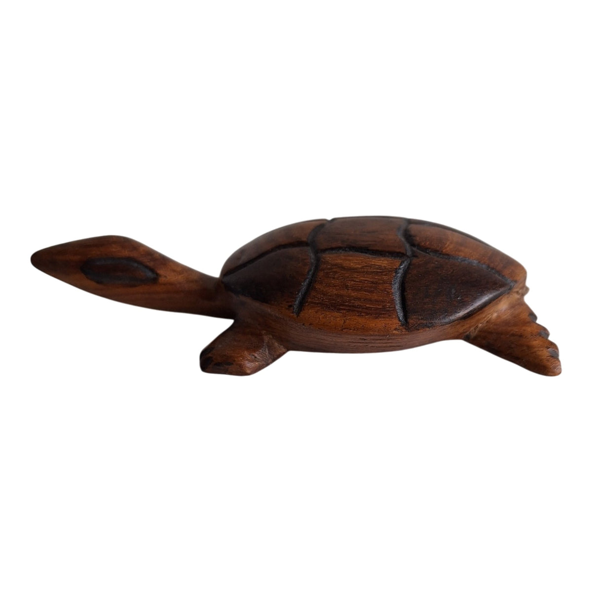 Handgesneden houten schildpad - Afrikaans dierbeeldje