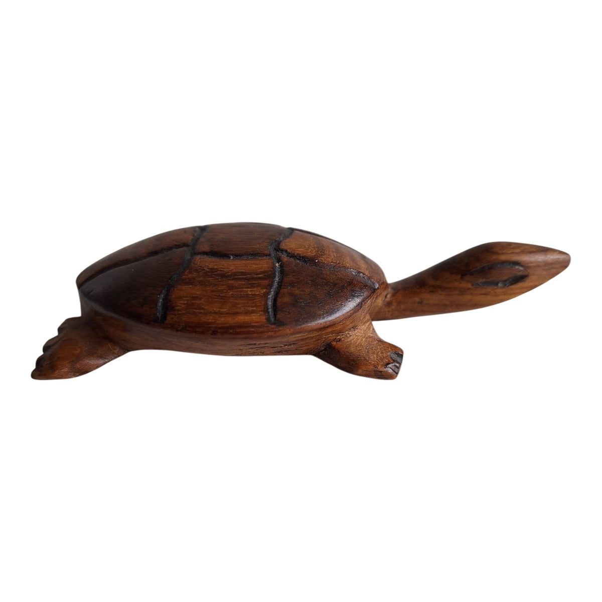 Handgesneden houten schildpad - Afrikaans dierbeeldje
