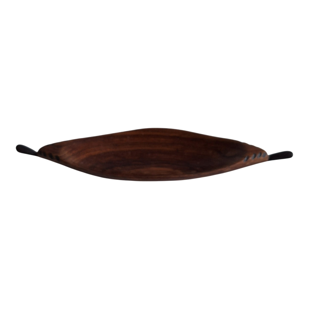 Langwerpig houten schaaltje - decoratieve vide-poches