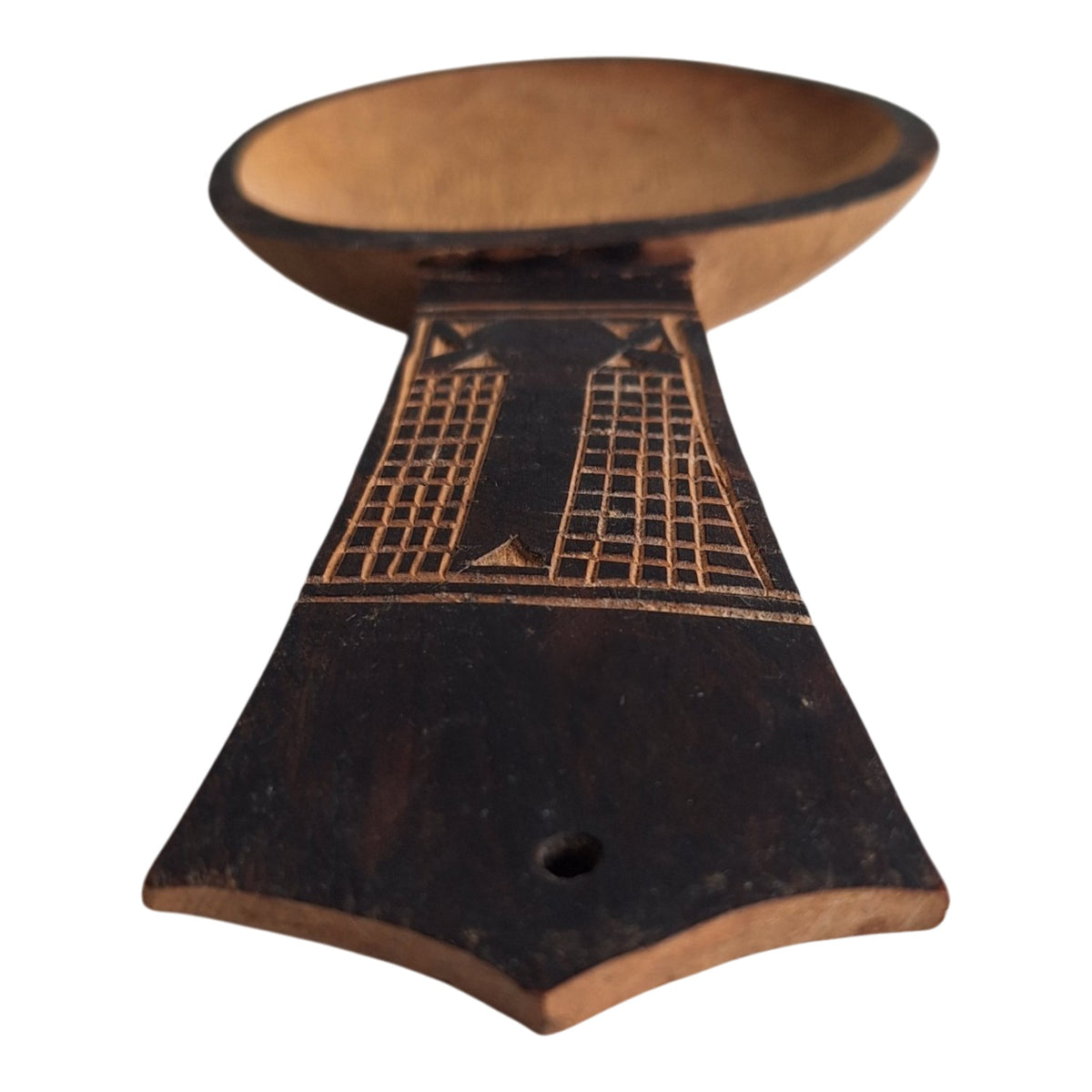 Houten opscheplepel - geometrisch versierd handvat