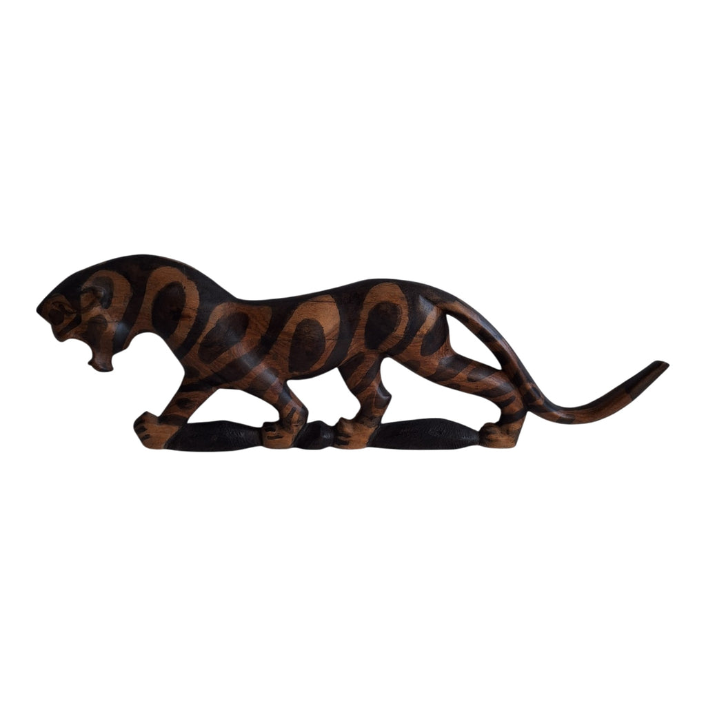 Houten tijger voor aan de muur - houtsnijwerk uit Kenia