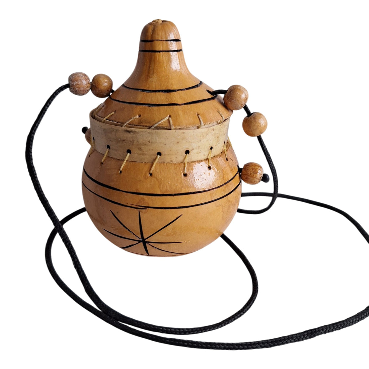 Afrikaans kalebastasje - met houten kraaltjes