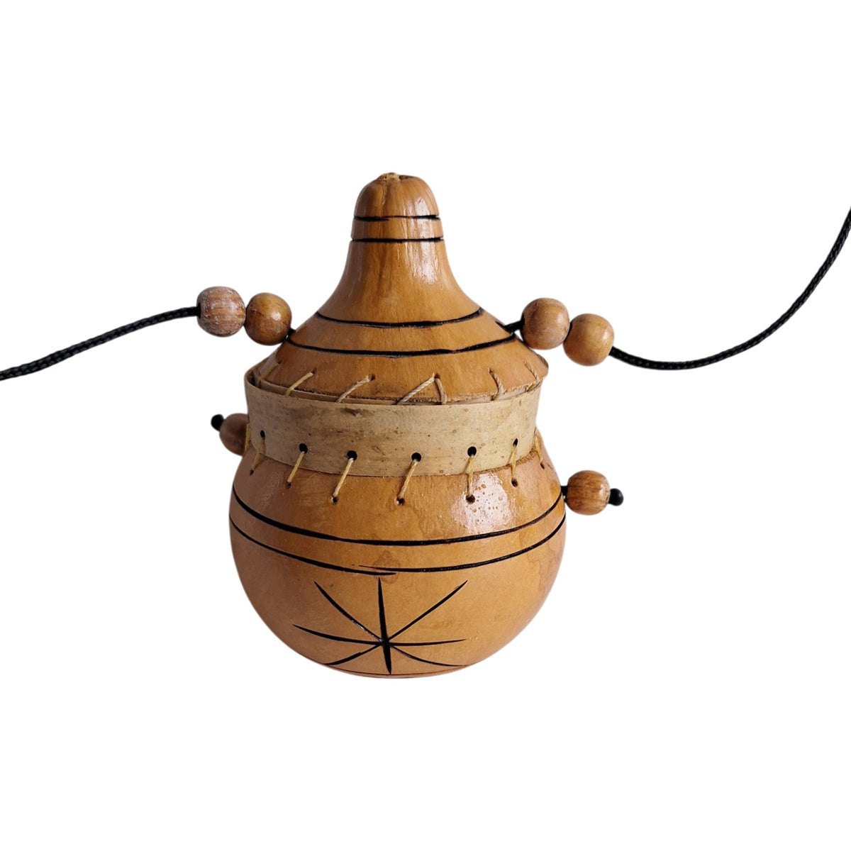Afrikaans kalebastasje - met houten kraaltjes