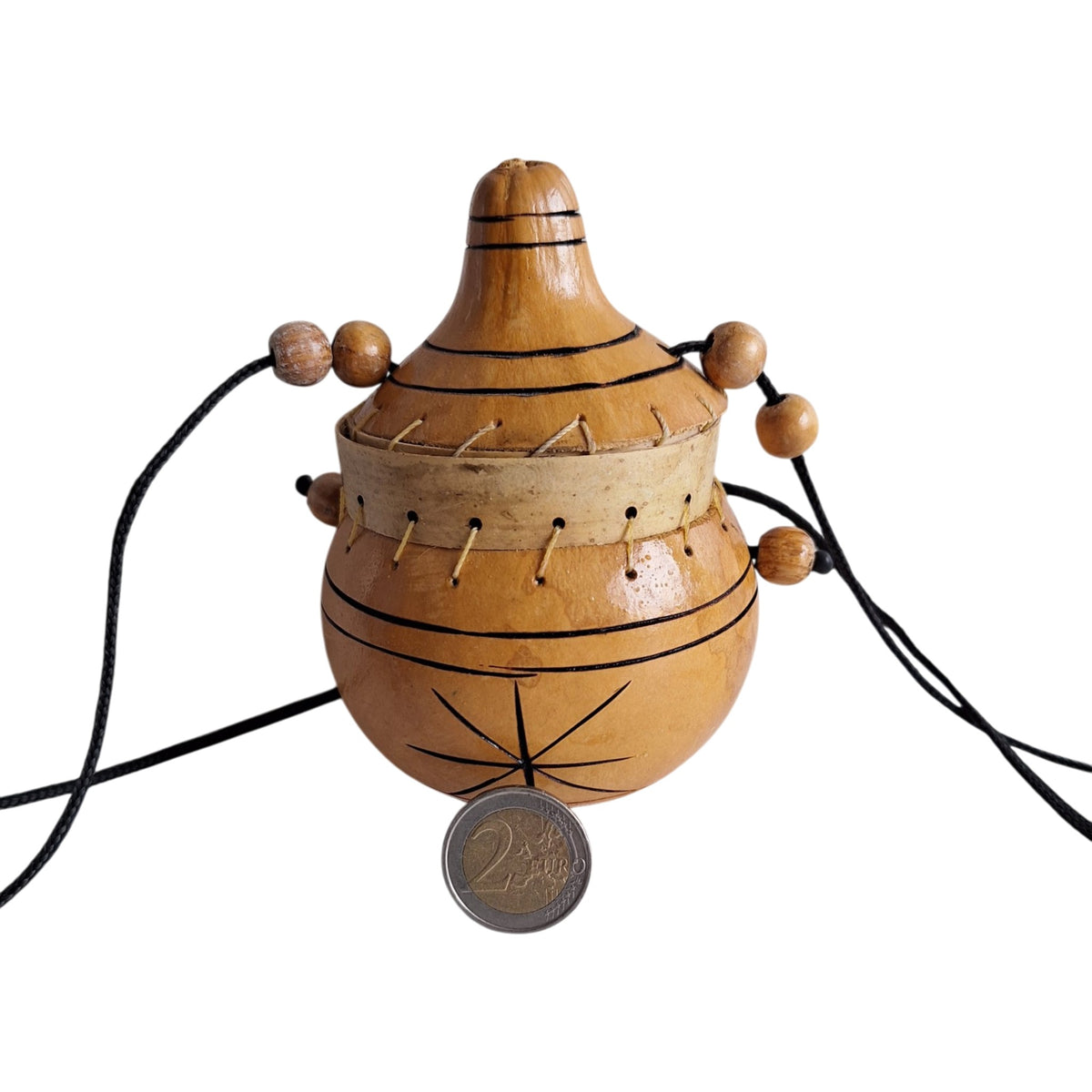 Afrikaans kalebastasje - met houten kraaltjes