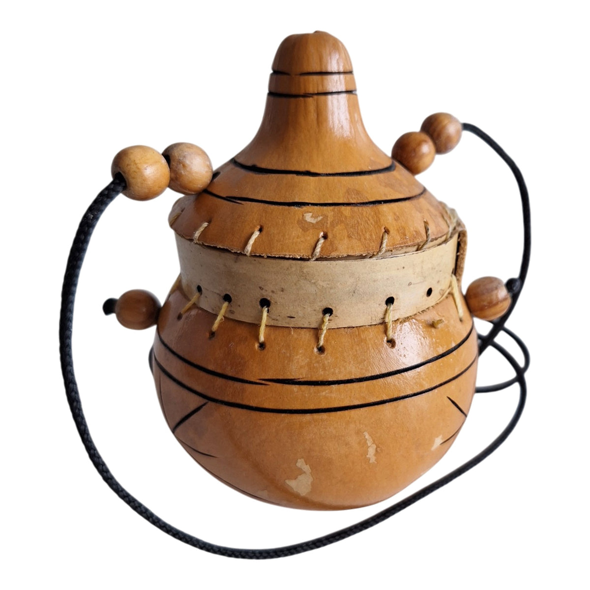 Afrikaans kalebastasje - met houten kraaltjes