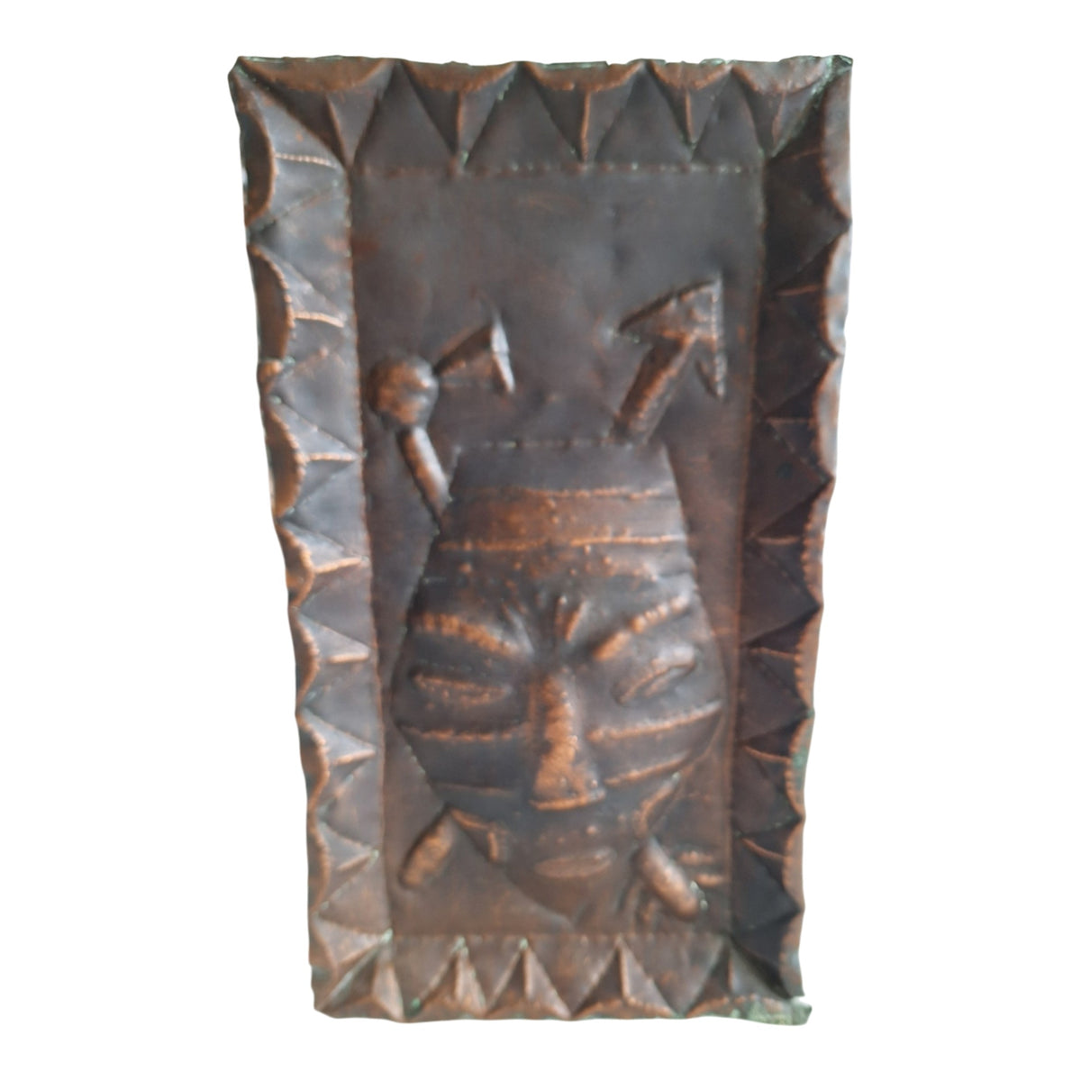 Koperkleurige Afrikaanse wandplaat - gestileerd masker