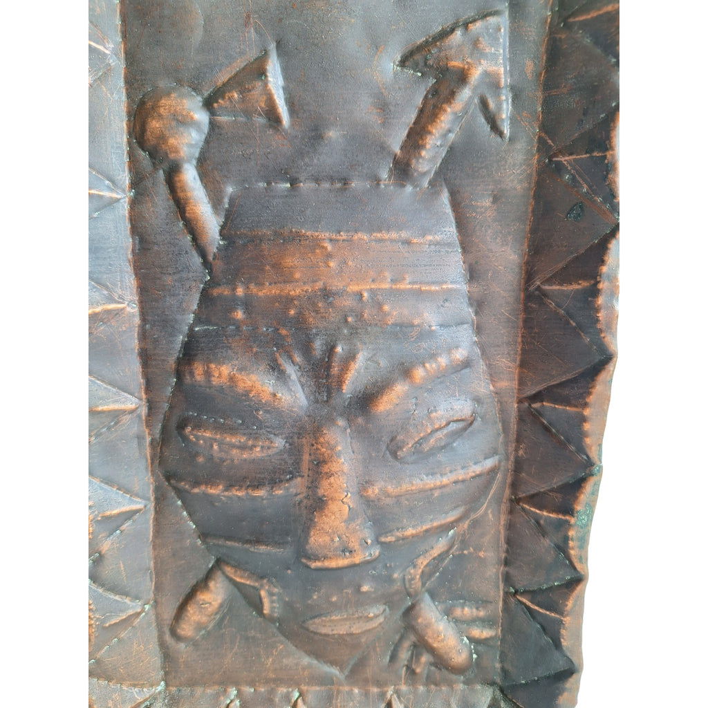 Koperkleurige Afrikaanse wandplaat - gestileerd masker