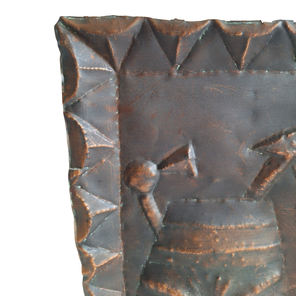 Koperkleurige Afrikaanse wandplaat - gestileerd masker