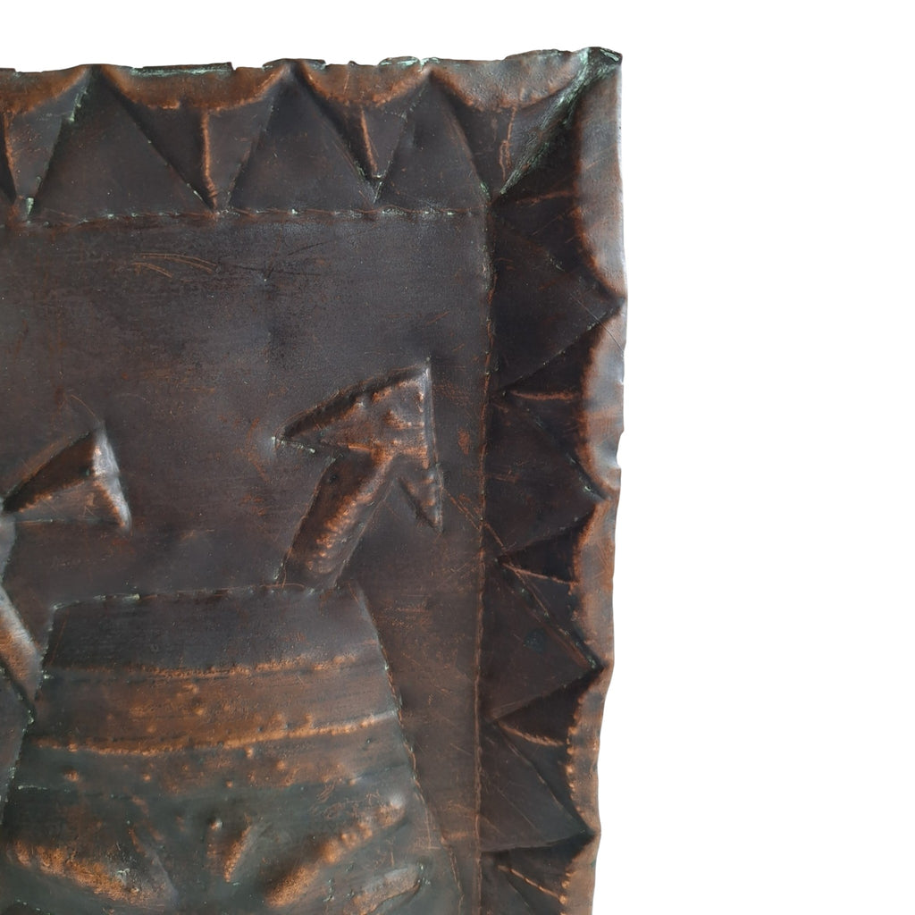 Koperkleurige Afrikaanse wandplaat - gestileerd masker
