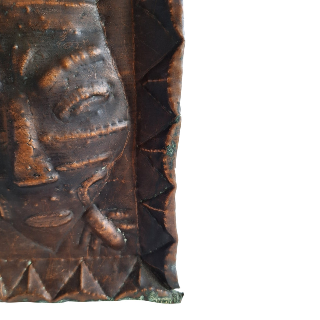 Koperkleurige Afrikaanse wandplaat - gestileerd masker