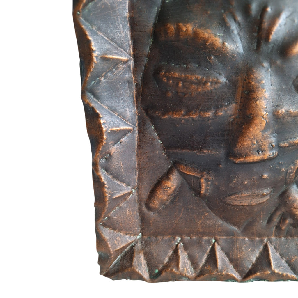 Koperkleurige Afrikaanse wandplaat - gestileerd masker
