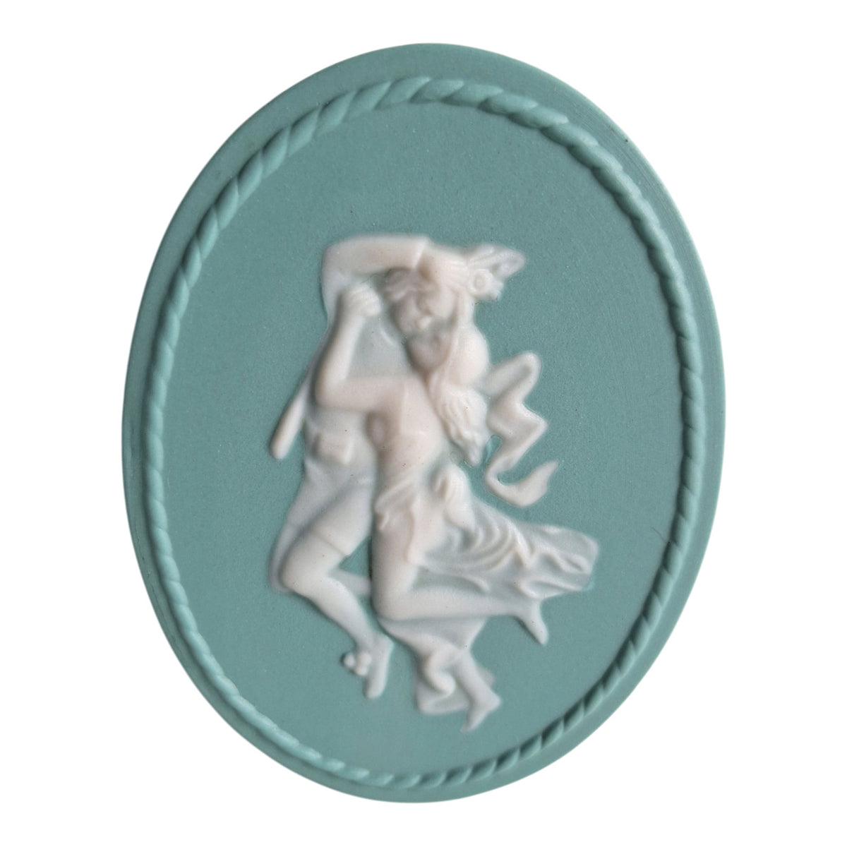 Villeroy & Boch Mettlach wandmédaillon - zeegroen met wit reliëf