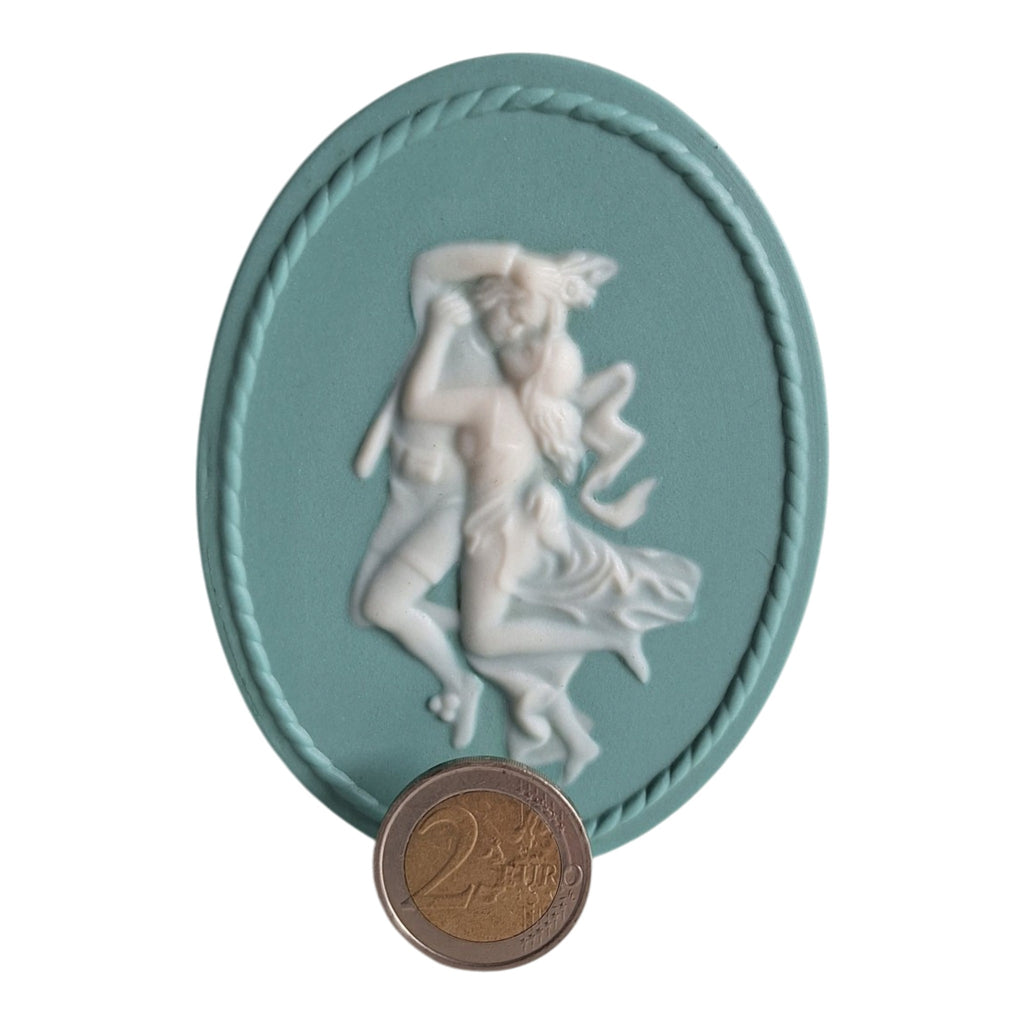 Villeroy & Boch Mettlach wandmédaillon - zeegroen met wit reliëf