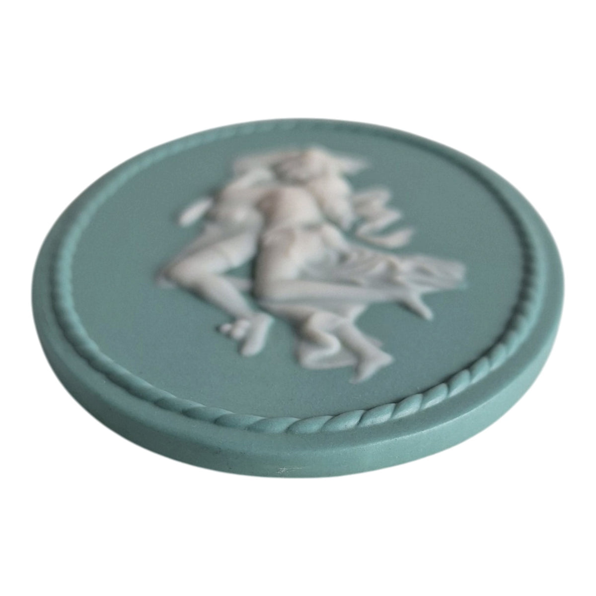 Villeroy & Boch Mettlach wandmédaillon - zeegroen met wit reliëf