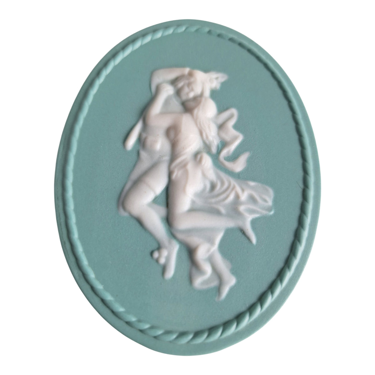 Villeroy & Boch Mettlach wandmédaillon - zeegroen met wit reliëf