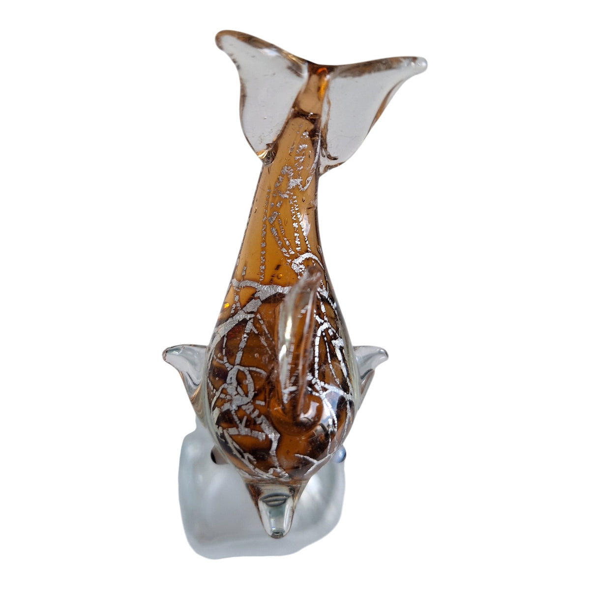 Glazen flesstopper dolfijn - Amberoranje met geschenkdoos
