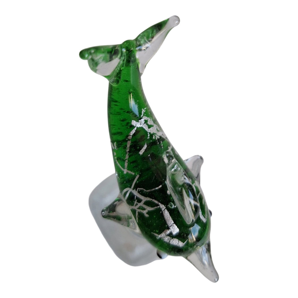 Glazen flesstopper dolfijn - Groen met geschenkdoos