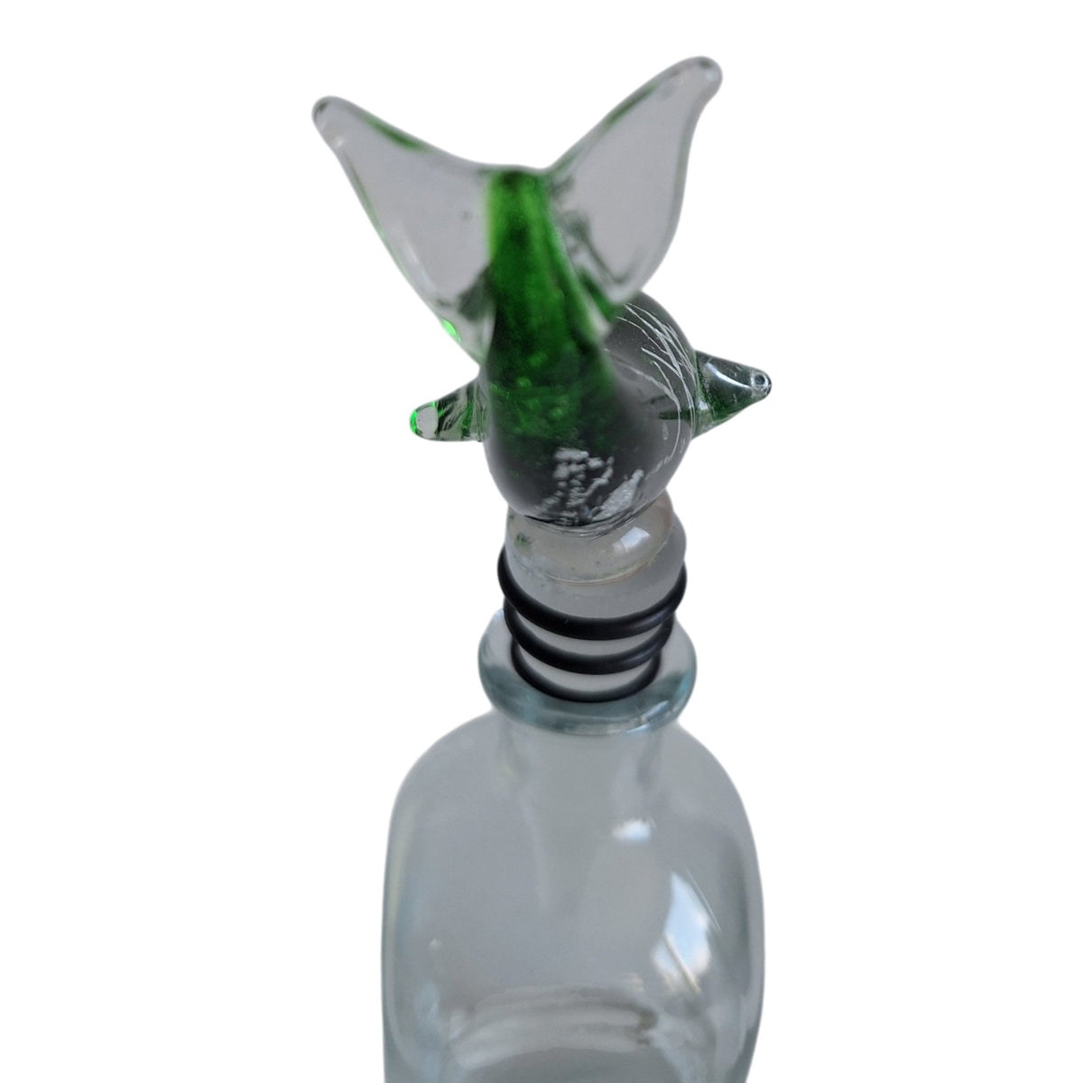 Glazen flesstopper dolfijn - Groen met geschenkdoos