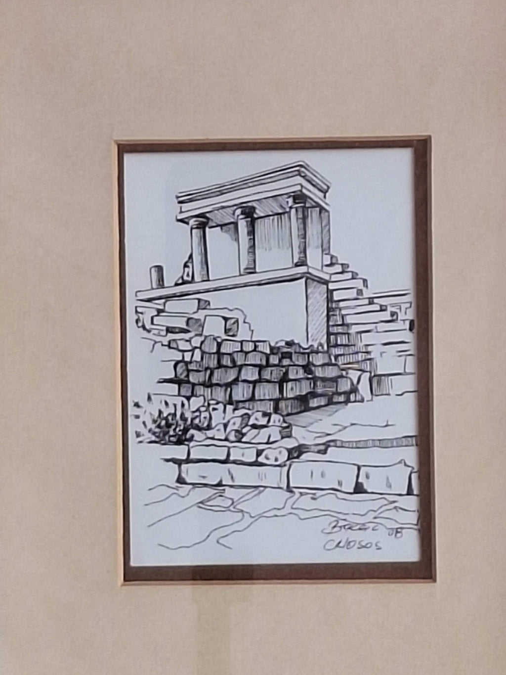 Brkac Franko – „Palast von Knossos“ | Gerahmte Tuschezeichnung 2008