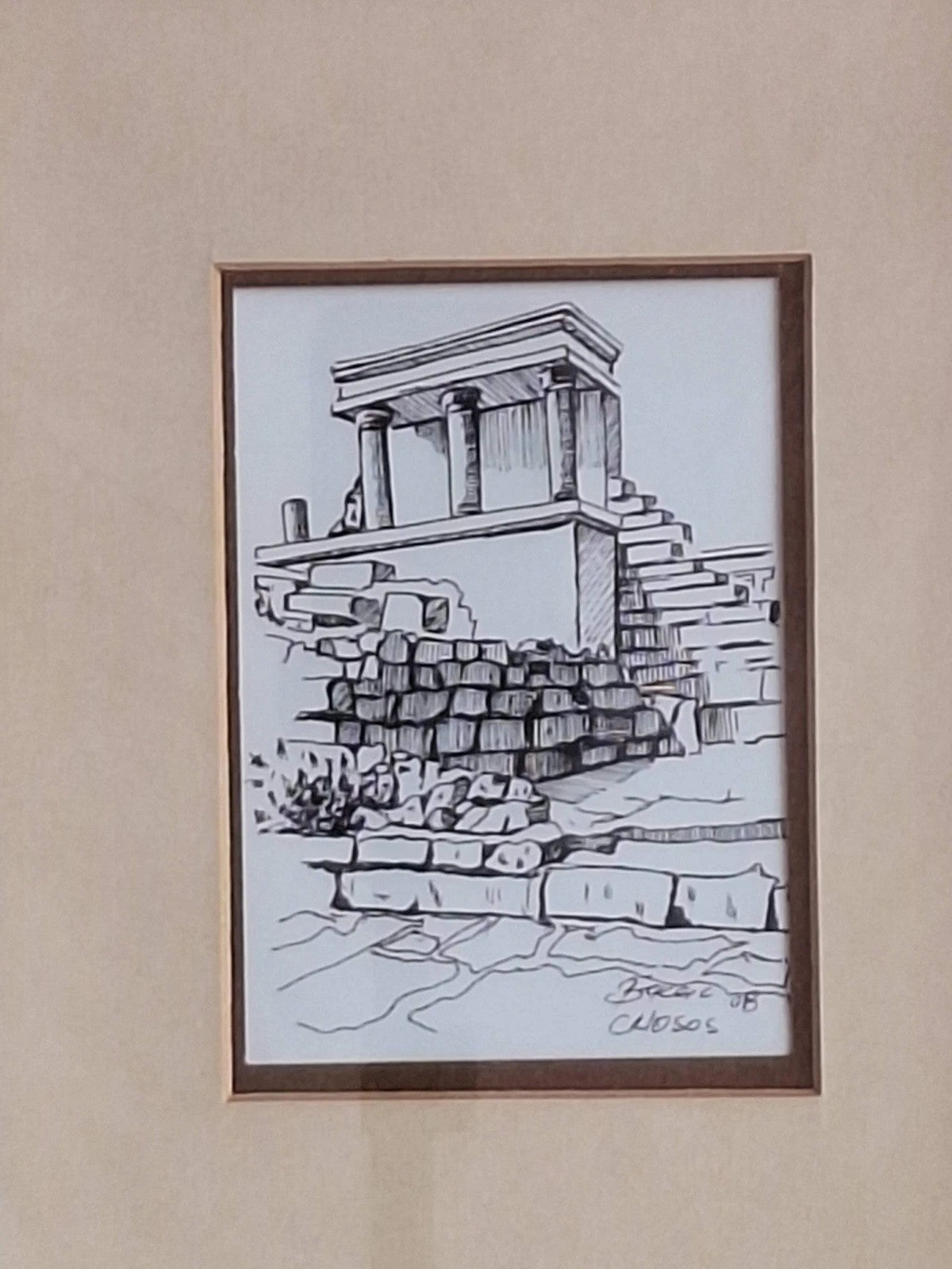Brkac Franko – „Palast von Knossos“ | Gerahmte Tuschezeichnung 2008