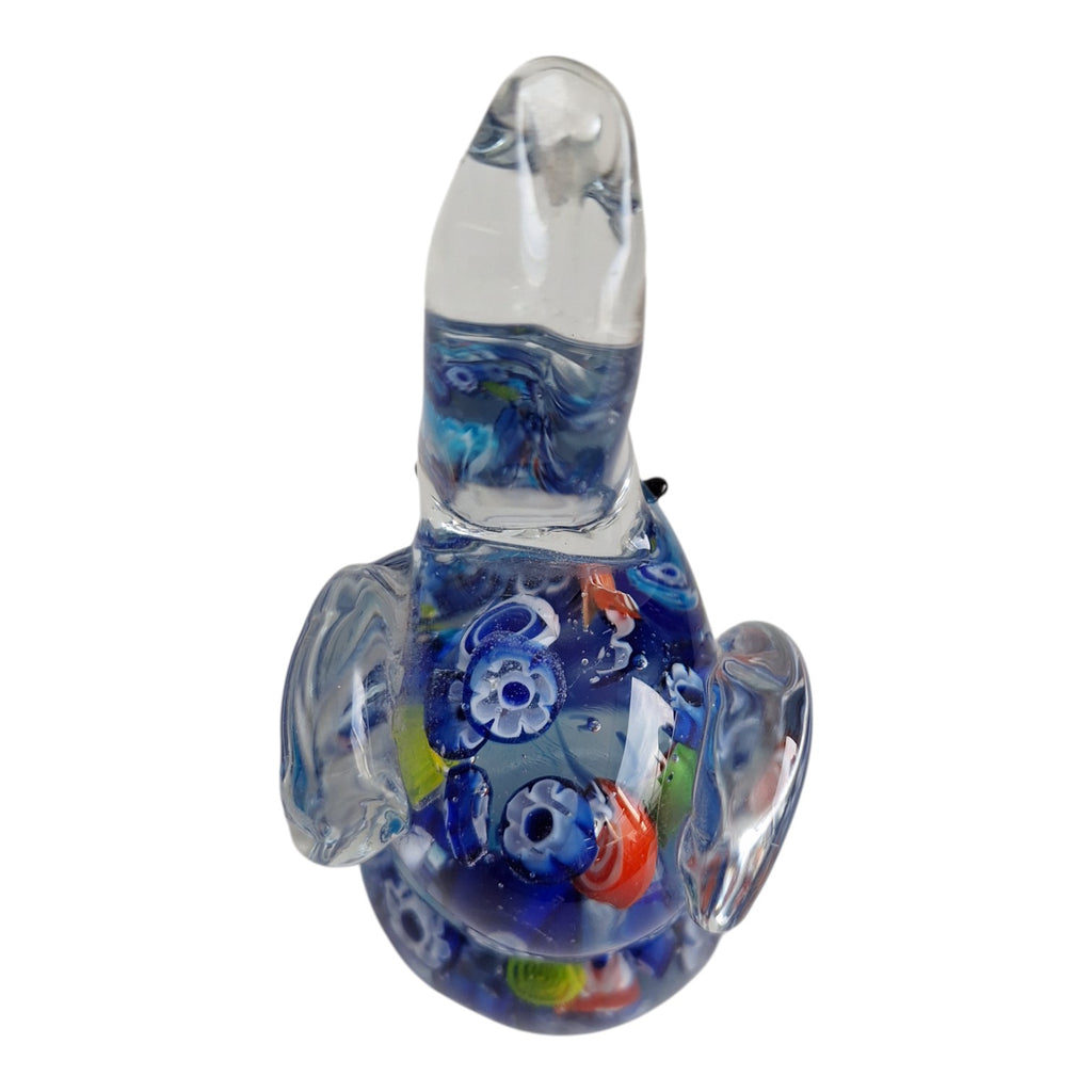 Handgeblasener Glas Elefant | Murano-Stil | Millefleur Dekoration | H. 12,5 cm