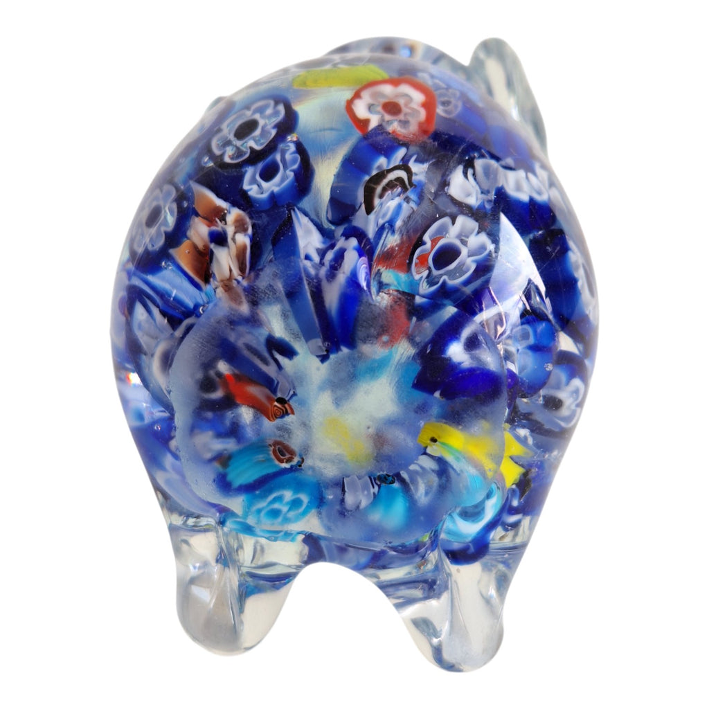 Handgeblasener Glas Elefant | Murano-Stil | Millefleur Dekoration | H. 12,5 cm