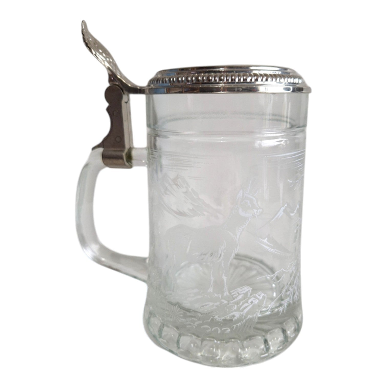 Bierkrug aus Glas mit Deckel | Westdeutschland | H. 17 cm