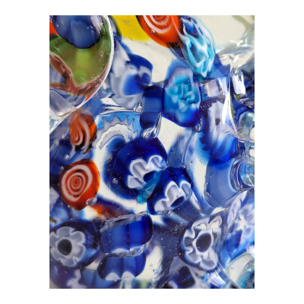 Handgeblasener Glas Elefant | Murano-Stil | Millefleur Dekoration | H. 12,5 cm