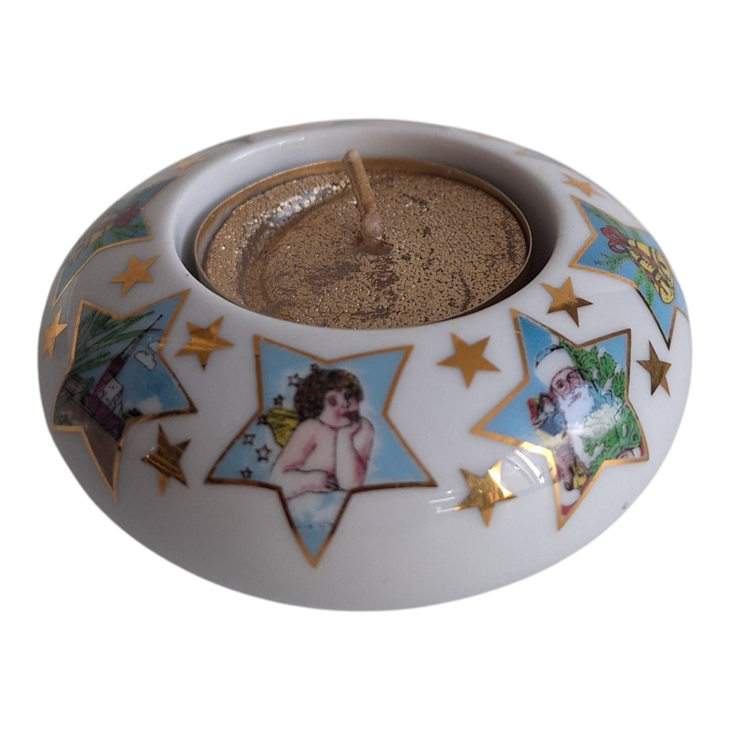 Weihnachtskerzenhalter Arzberg Sternerthaler | Gold Teelichthalter | Keramik