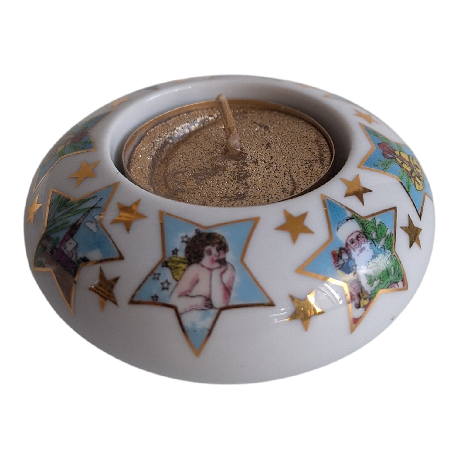 Weihnachtskerzenhalter Arzberg Sternerthaler | Gold Teelichthalter | Keramik
