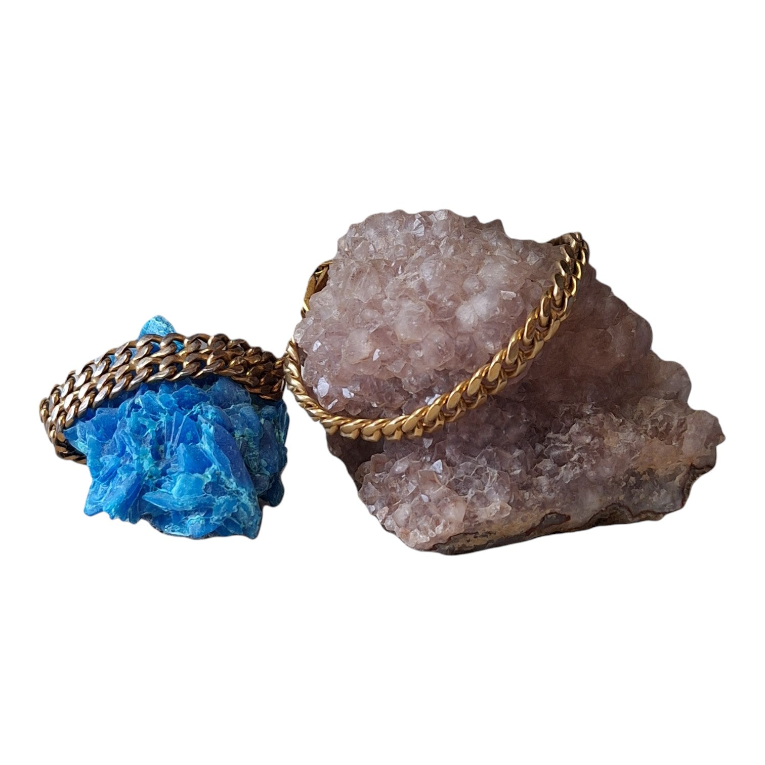 Set aus zwei goldfarbenen Damen-Gliederarmbändern – fein und breit