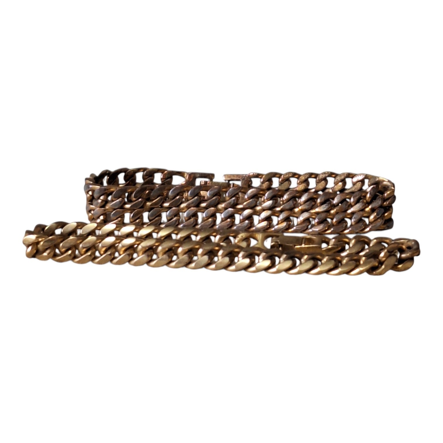 Set aus zwei goldfarbenen Damen-Gliederarmbändern – fein und breit