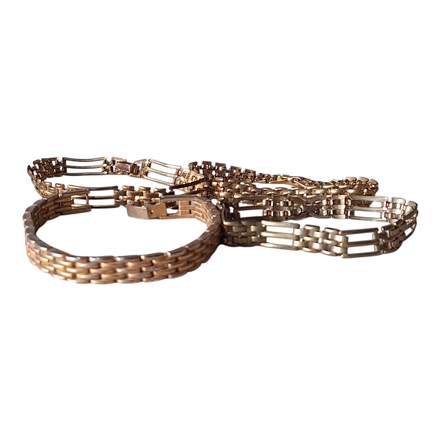 Set aus vier Damen-Gliederarmbändern — Feine Gliederkette, 17 cm