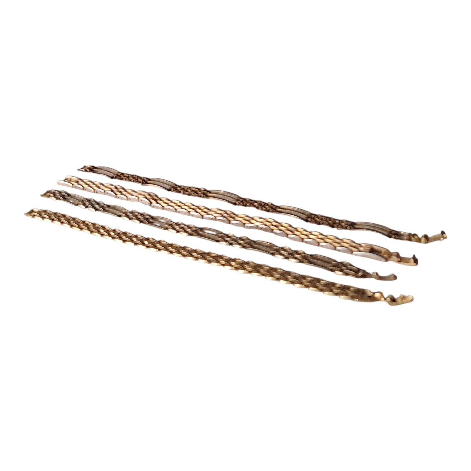 Set aus vier Damen-Gliederarmbändern — Feine Gliederkette, 17 cm
