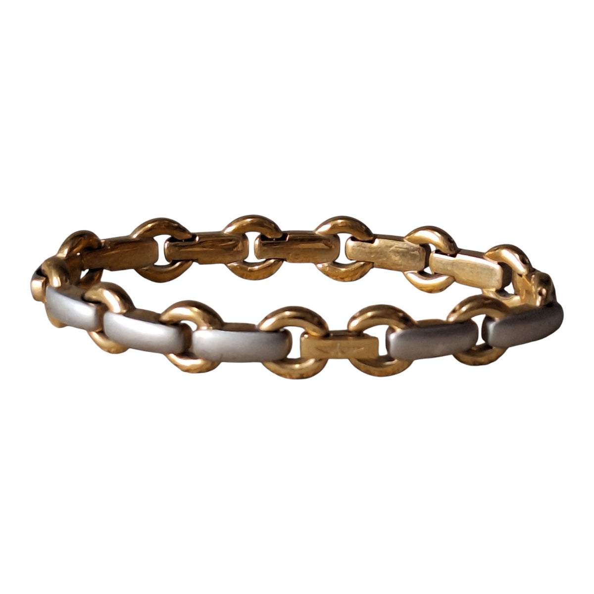 Set aus zwei goldfarbenen Damen-Gliederarmbändern – fein und breit