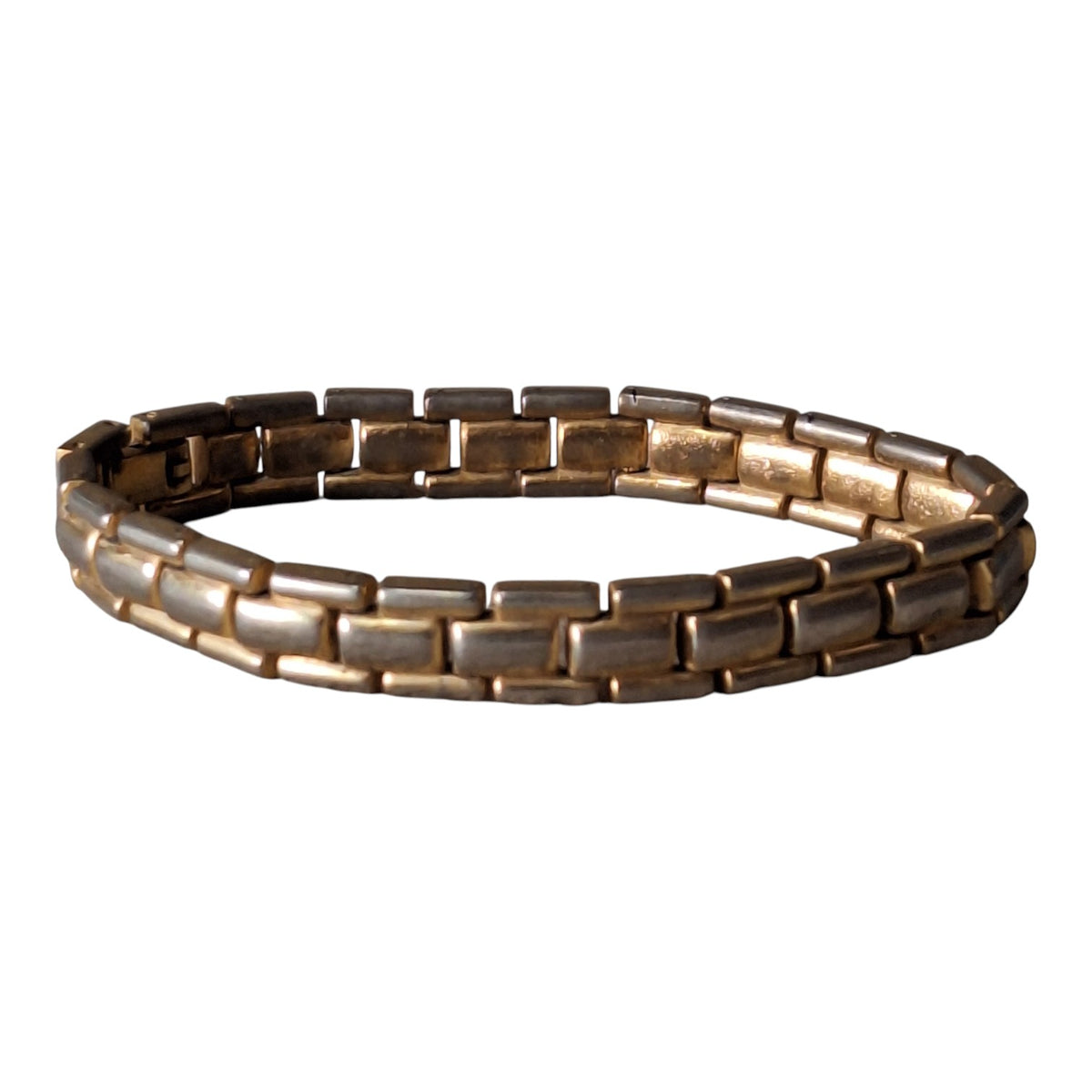 Set of Two Gold-Colored Women's Link Bracelets — Fine & Wide