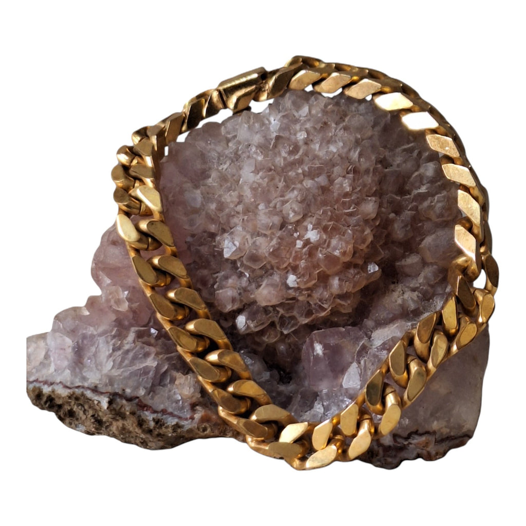 Breites, goldfarbenes Gliederarmband für Herren — 80er-Jahre-Stil