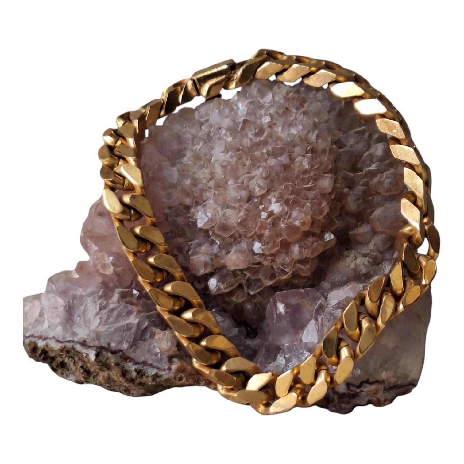 Breites, goldfarbenes Gliederarmband für Herren — 80er-Jahre-Stil