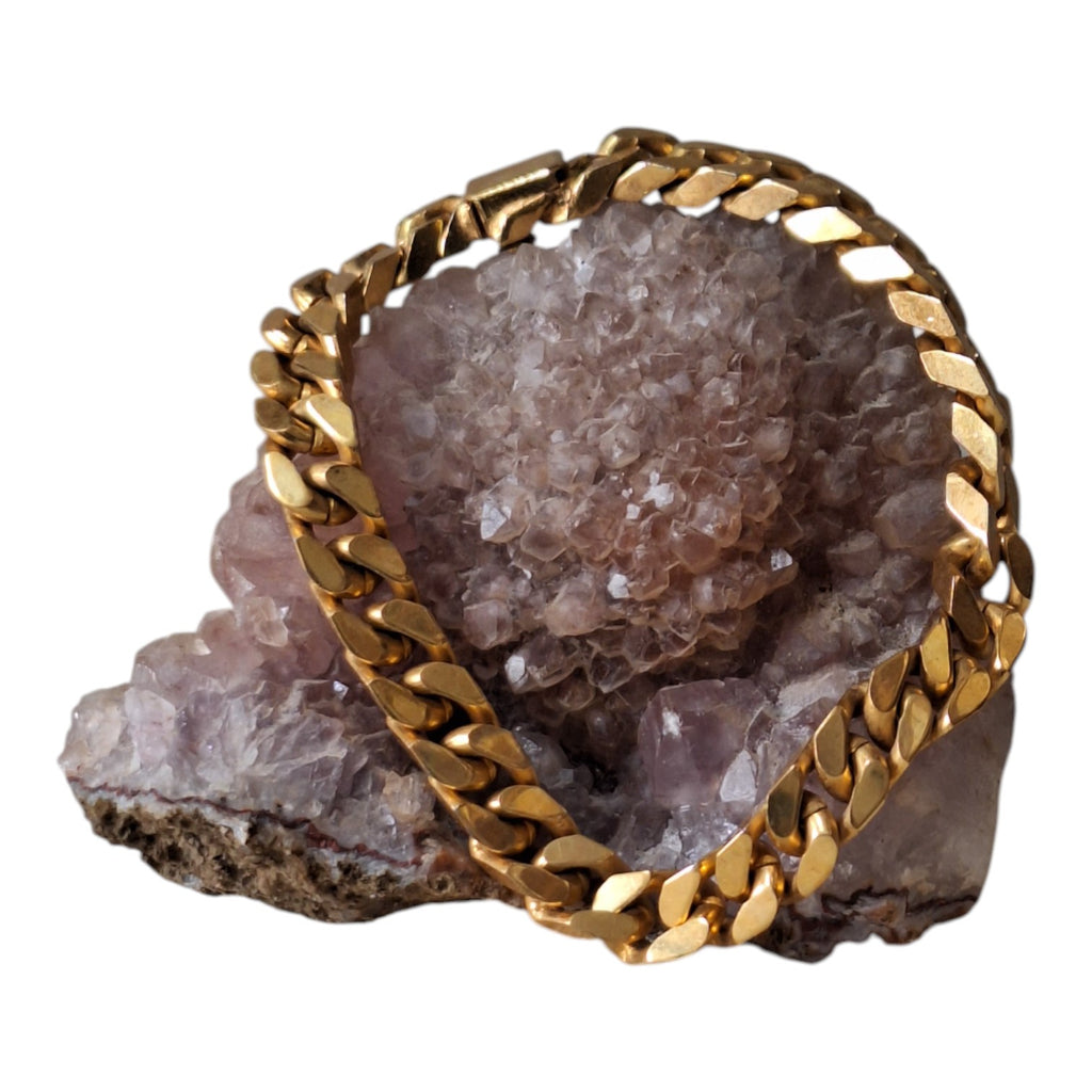 Breites, goldfarbenes Gliederarmband für Herren — 80er-Jahre-Stil