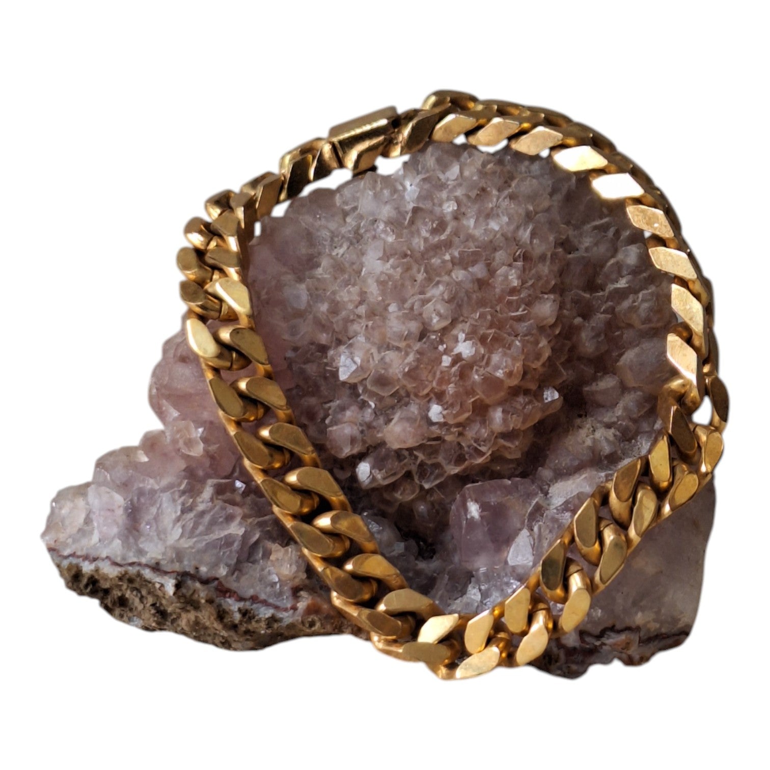 Breites, goldfarbenes Gliederarmband für Herren — 80er-Jahre-Stil
