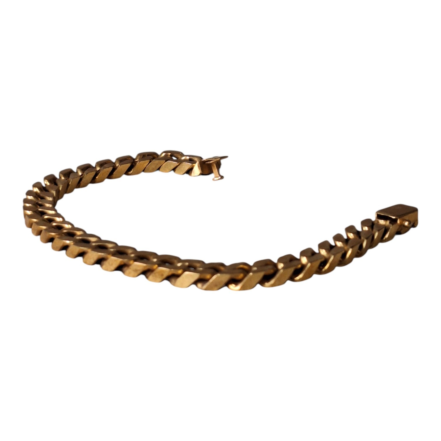 Breites, goldfarbenes Gliederarmband für Herren — 80er-Jahre-Stil