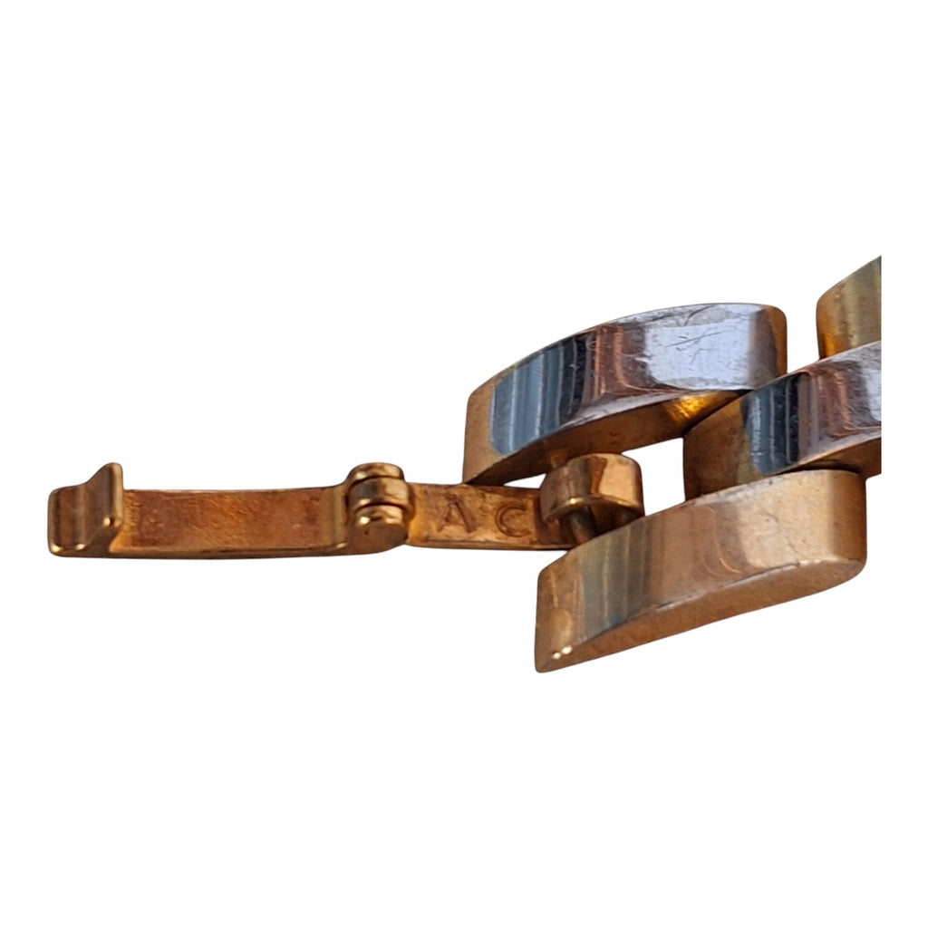 Goldfarbenes Herren-Gliederarmband mit Namensschild — 80er Jahre, gemarkt AC