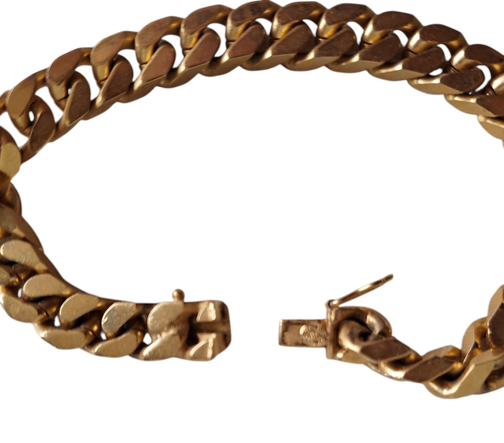 Breites, goldfarbenes Gliederarmband für Herren — 80er-Jahre-Stil