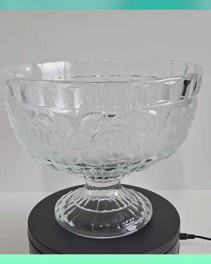Stehende Glasschale | Geschliffene Blüten im Relief | Ø 24,5 cm