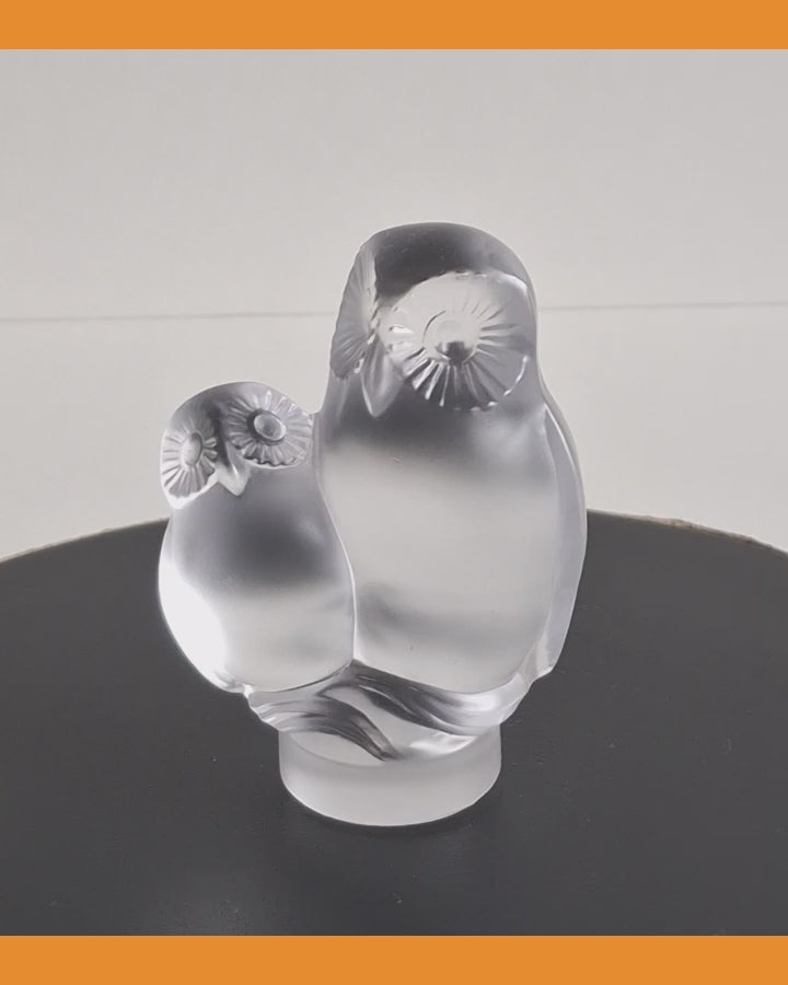 Cristal de Sèvres | Eulen-Figurengruppe | Matte Ausführung | 80er-90er Jahre